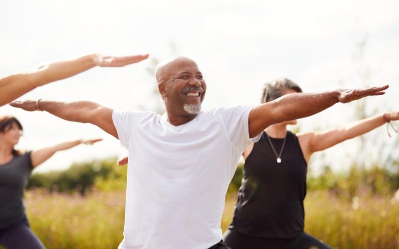 a group of people exercising